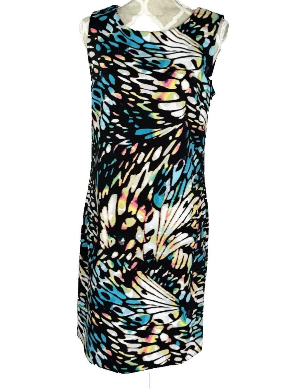 Worthington Sleeveless Dress Womens Med Multicolour Knee Length